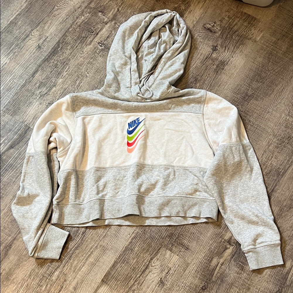 Nike Women's Heather Gray Hoodie with Colorful Logo